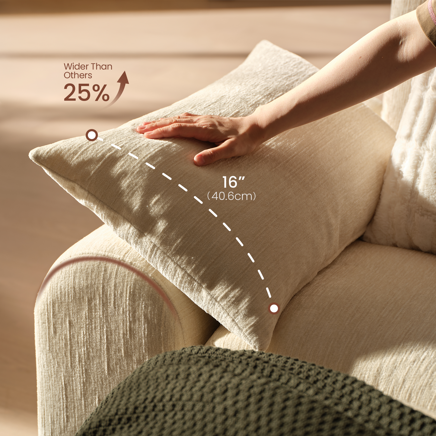 Rialto Modular Chenille U-Shape Sofa with Storage Ottoman,Beige