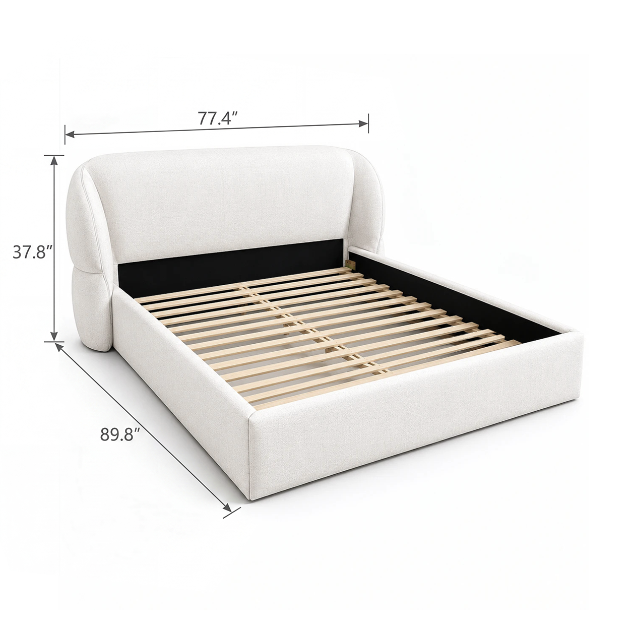 [Pre-sale] Cloud Cream Queen Platform Bed Frame with Pillow-Soft Wingback Headboard