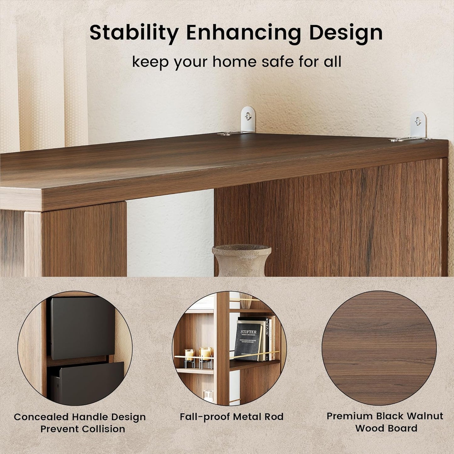 Soren 71" Black Walnut Executive Standing Desk & Bookcase Set