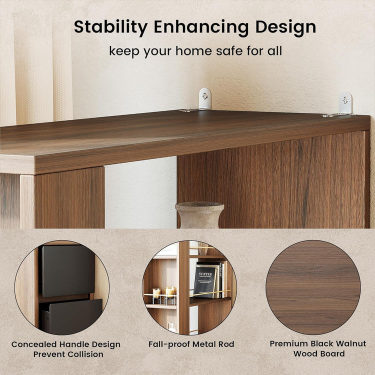 Soren 71" Black Walnut Executive Standing Desk & Bookcase Set