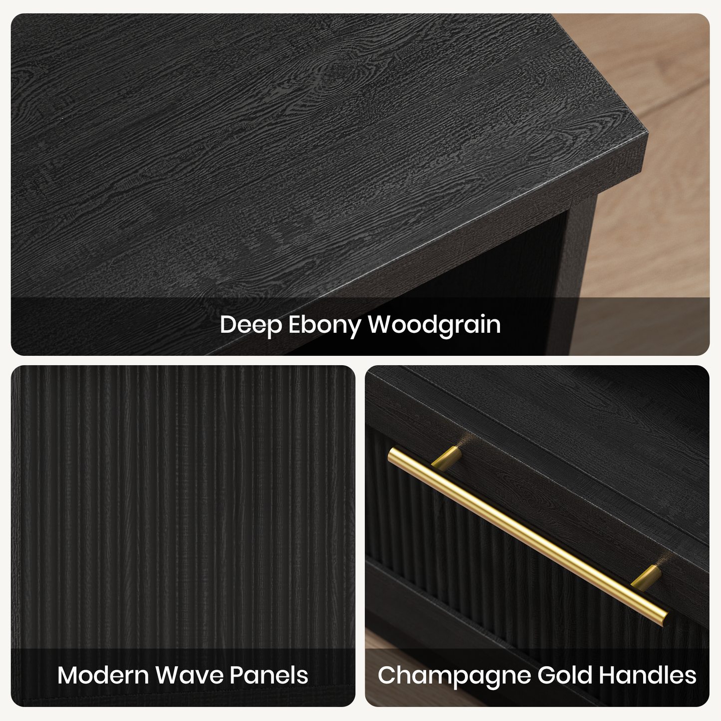 [Pre-sale] Harmo Block Black Wave-Panel Nightstand