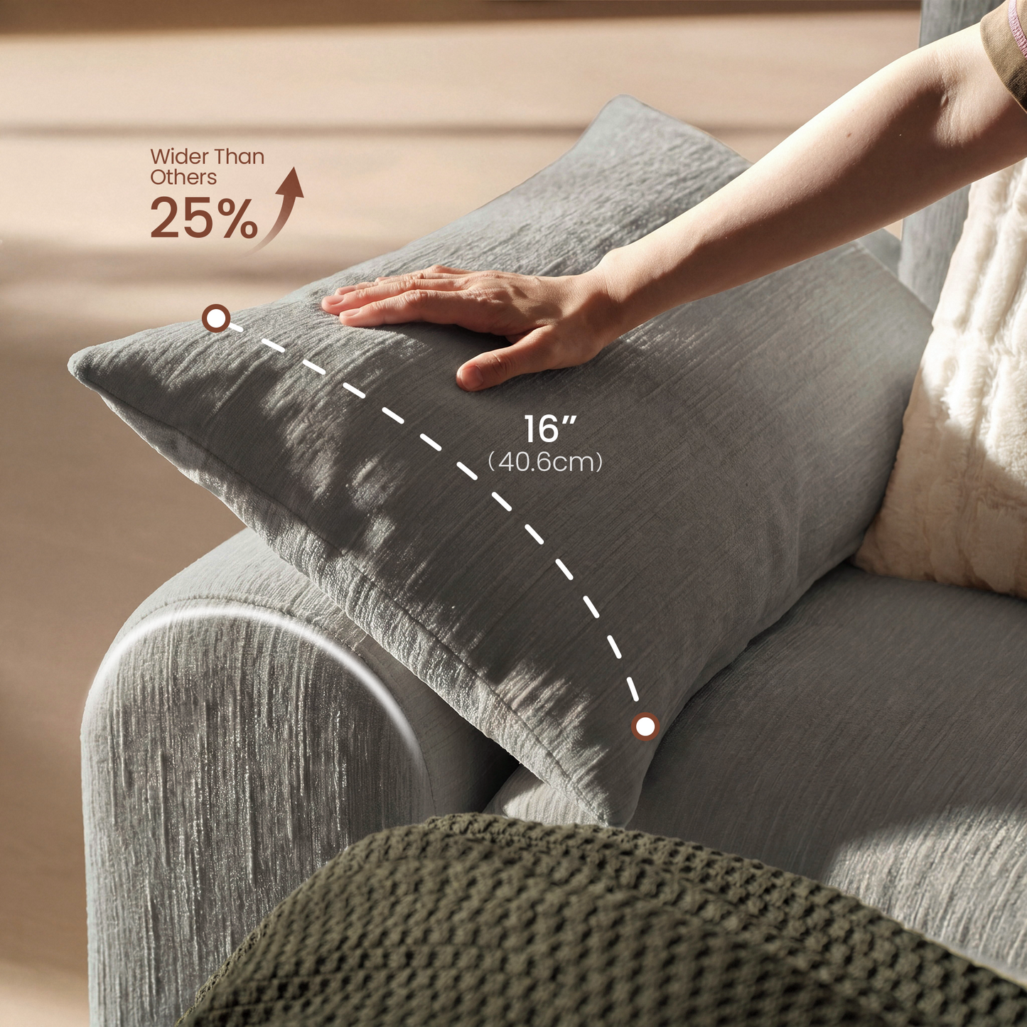 Rialto Modular Chenille U-Shape Sofa with Storage Ottoman,Gray