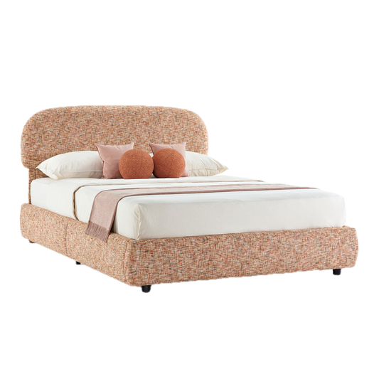 Dione Queen Lift-Up Storage Bed Frame with Curved Headboard, Canyon Dawn Red