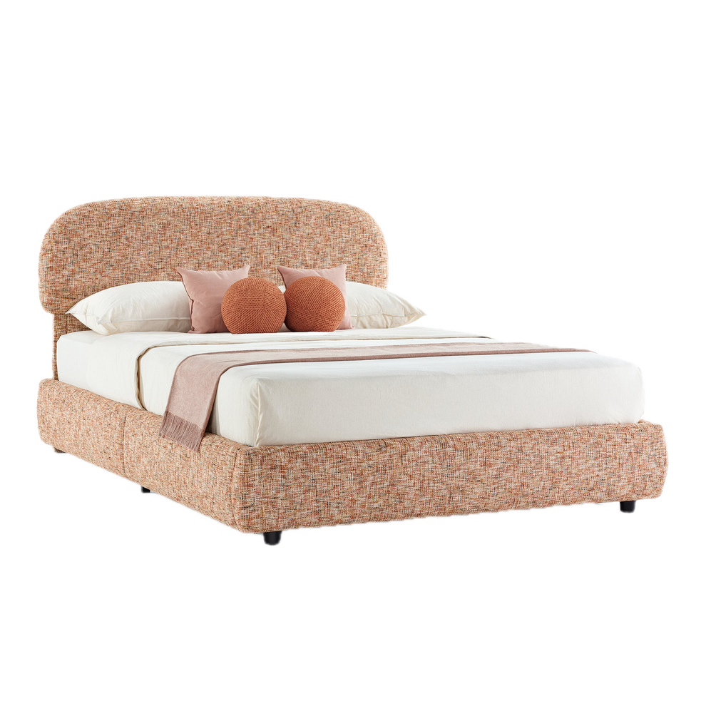 Dione Queen Lift-Up Storage Bed Frame with Curved Headboard, Canyon Dawn Red