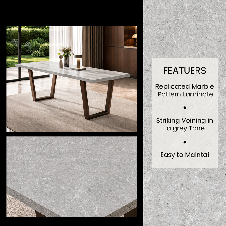 94.5" Modern Rectangular Dining Table, Faux Marble Textured Dinner Table for 8-10