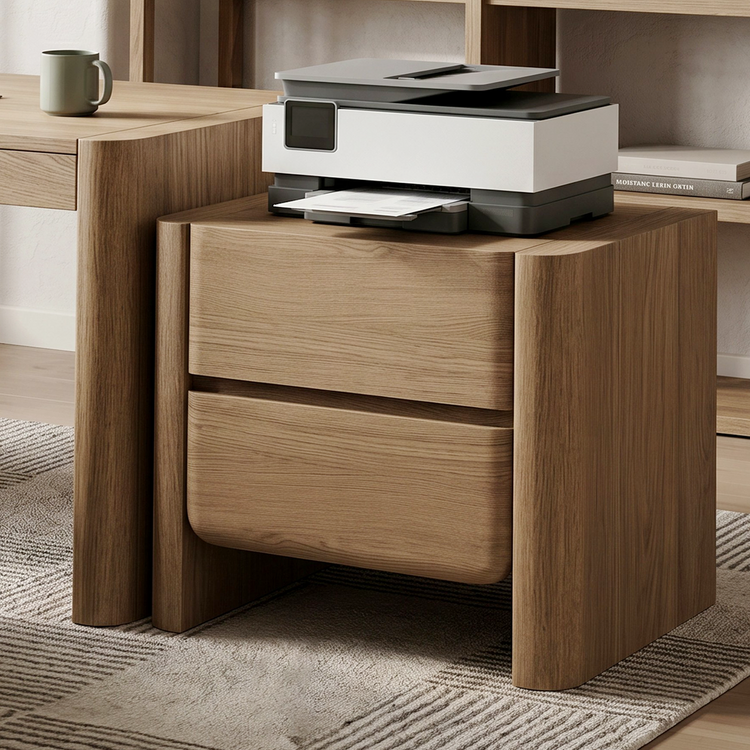 26 Inch Curved Edge Nightstands with Charging Station, Set of 2