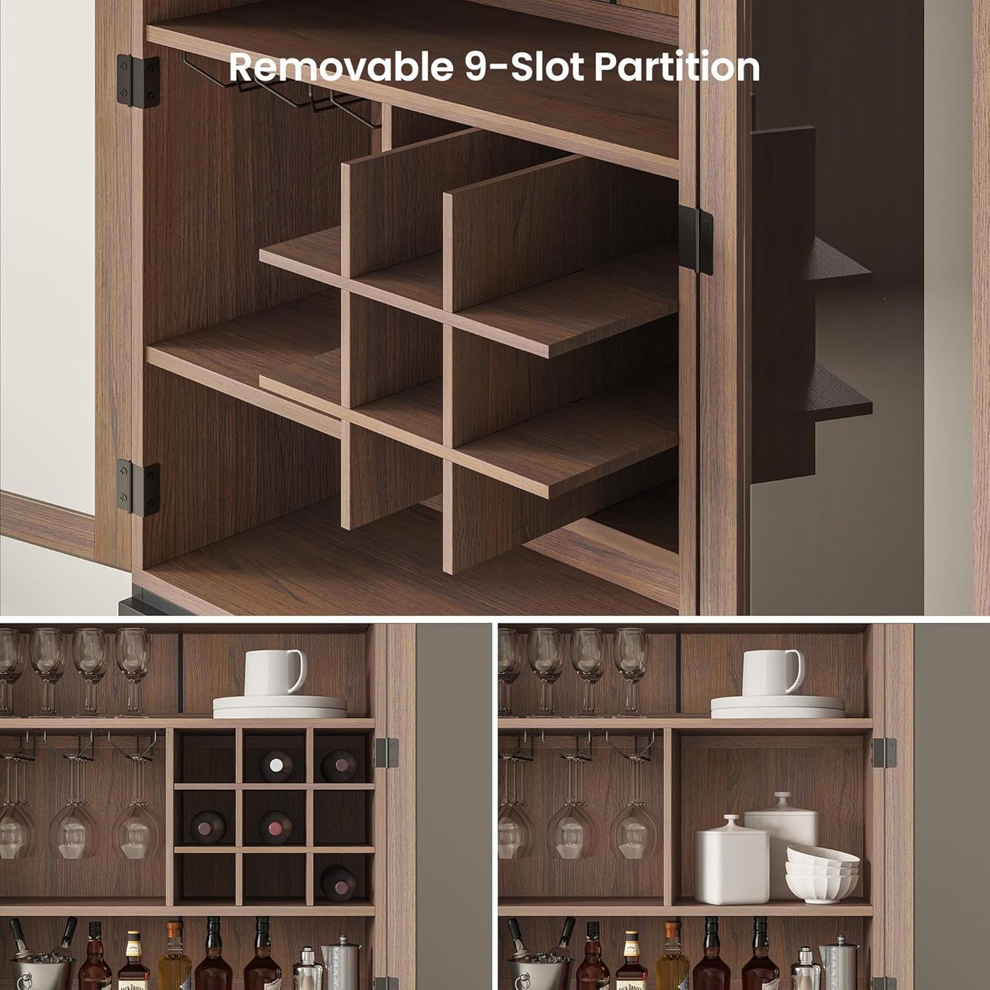 Whisper Series 71" Storage Cabinet with LED & Wine Rack
