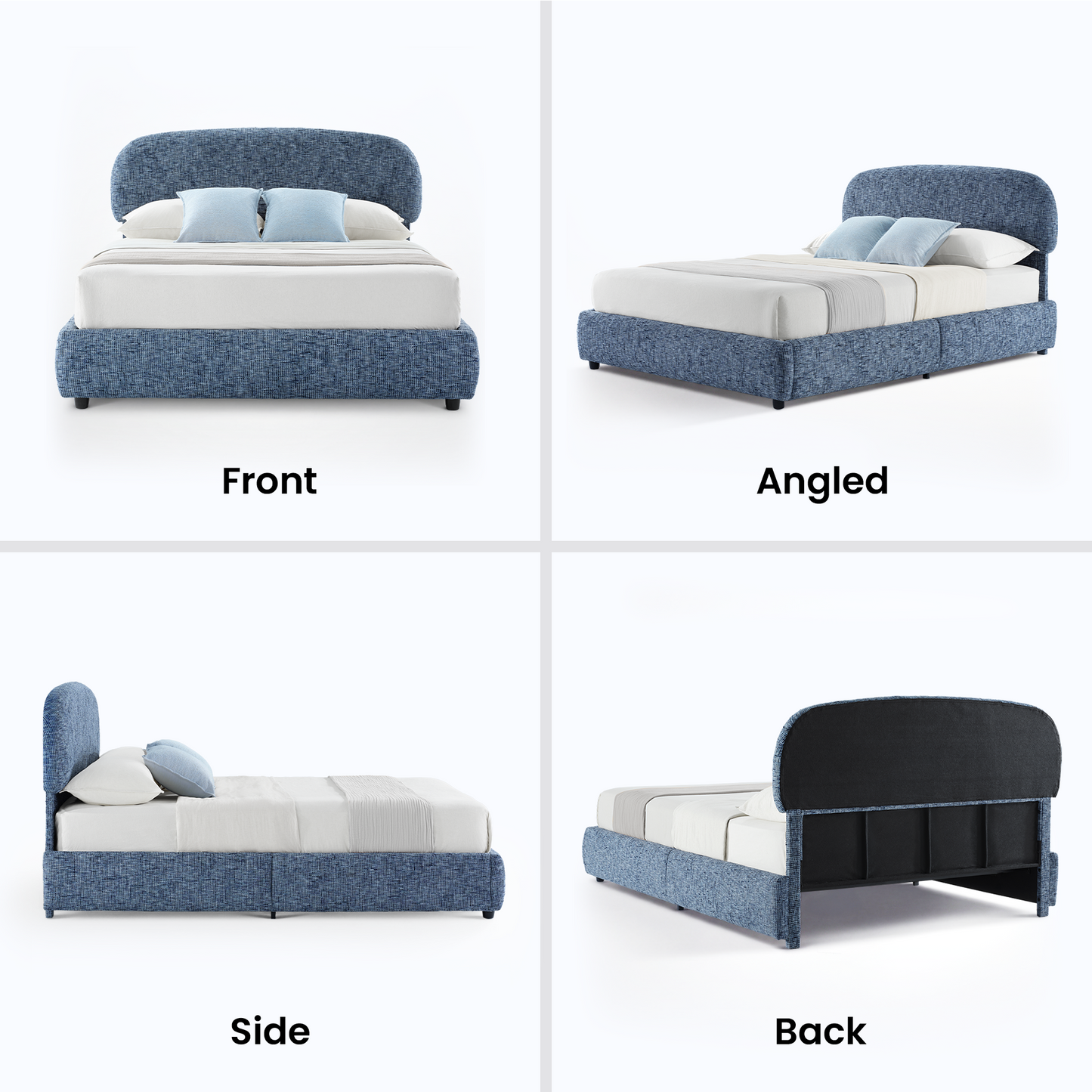 Dione Queen Lift-Up Storage Bed Frame with Curved Headboard, Harbor Depth Blue