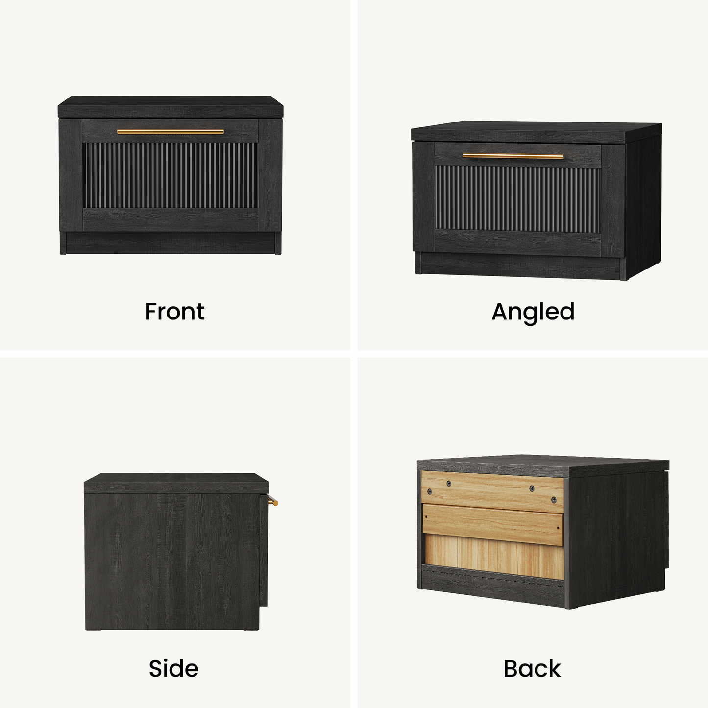 Harmo Block Black Floating Nightstand，set of 2