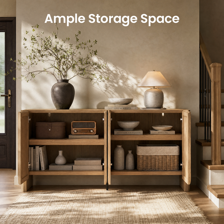 [Pre-Sale] 70 Inch Curved Edge Sideboard Accent Cabinet with 4 Storage Doors