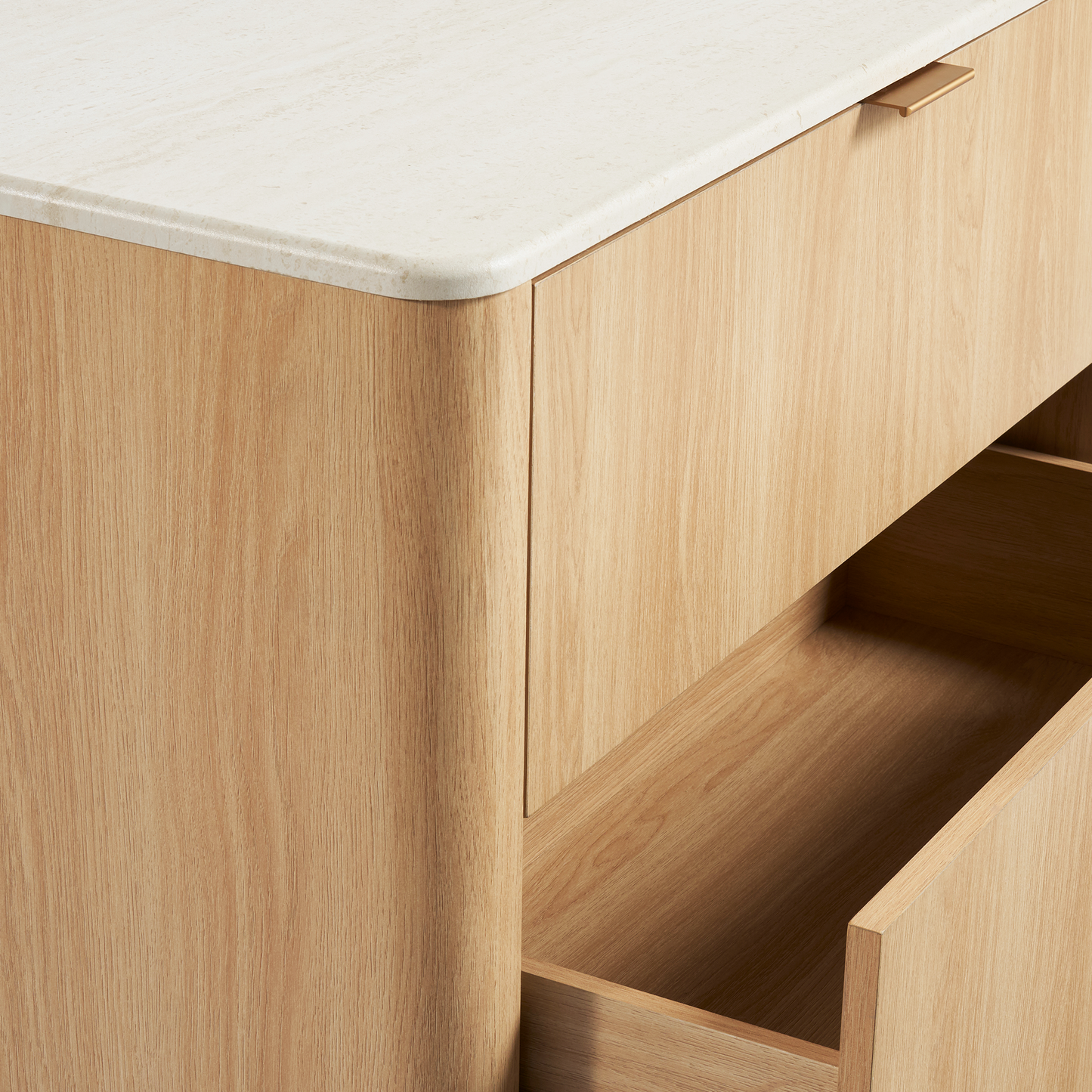 48" Tall 5 Deep Drawer Dresser for Bedroom, Modern Chest of Drawers with Faux Travertine Top