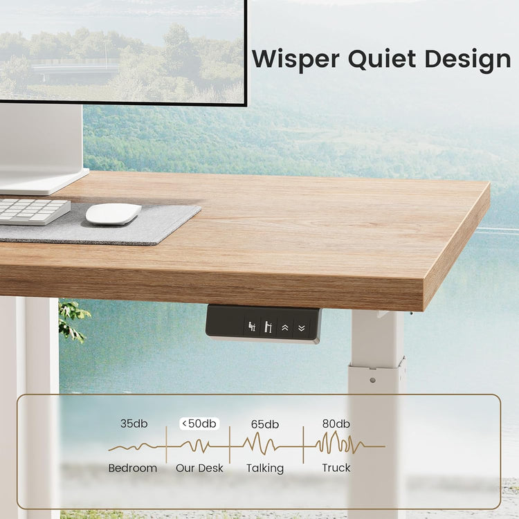 Soren 47" Electric Height-Adjustable Executive Desk, Light Walnut