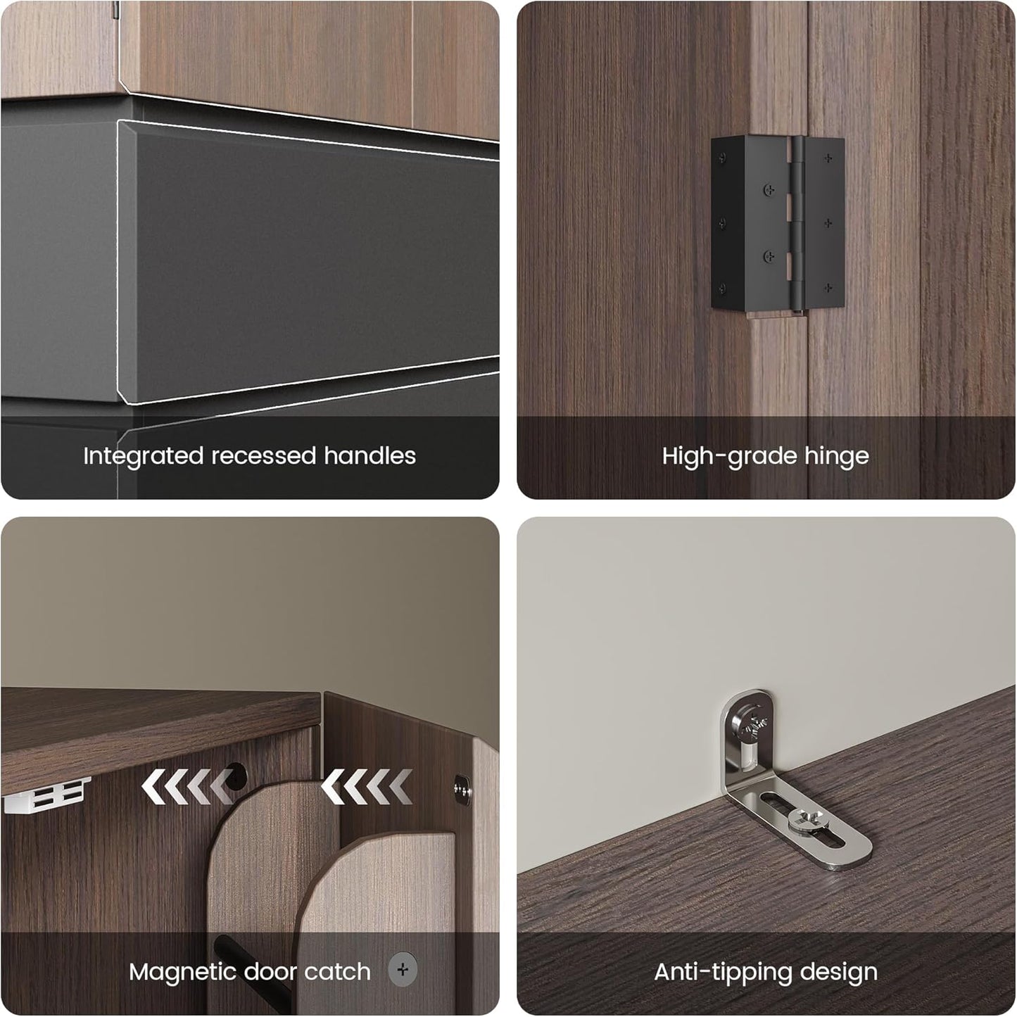 Whisper Series 70.8" Kitchen Pantry with 3 Drawers & Magnetic Closure