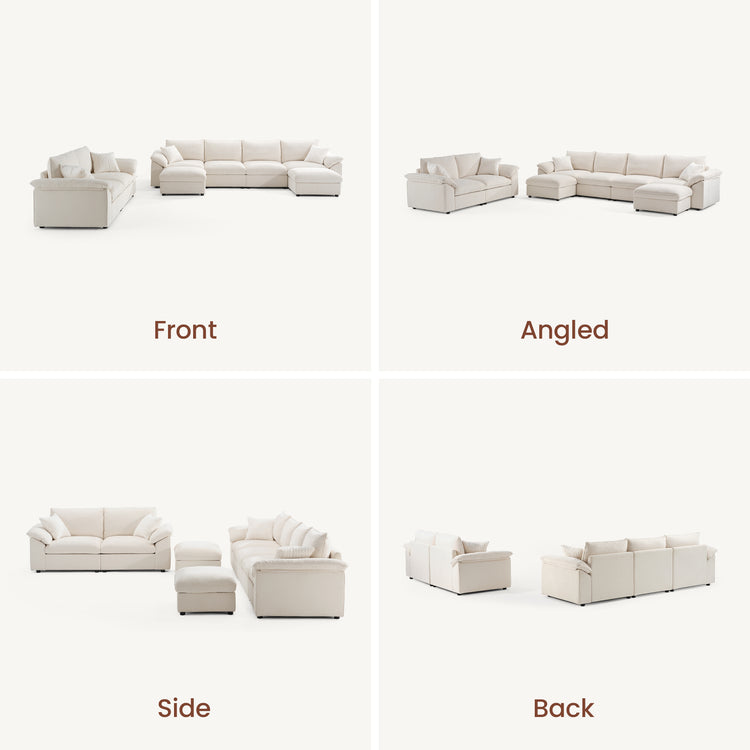 [Pre-Sale] Dreamboat Modular Chenille U-Shape and Loveseat Sofa Set with Storage Ottoman,Beige