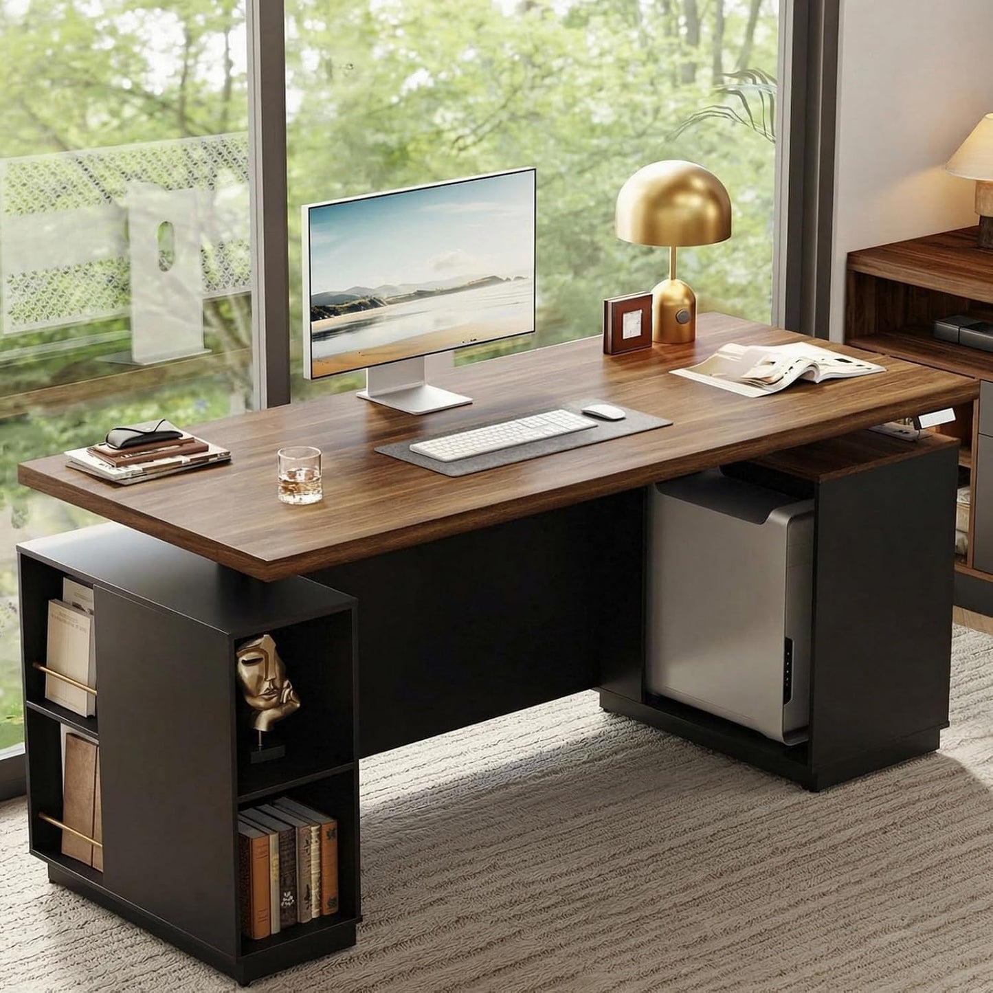 71" Executive Standing Desk One-Piece Desktop Black Walnut
