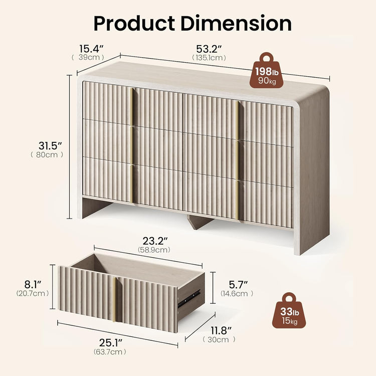 Cabinet width is 53.2 in, height is 31.5 in, and depth is 15.4 in
