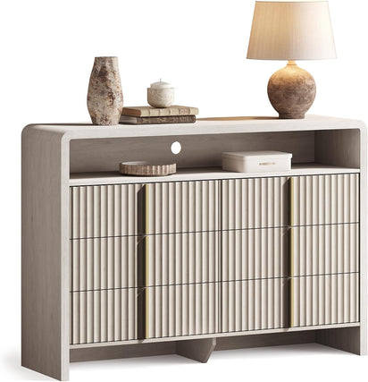 white fluted dresser 3-Drawer Dresser, P2 MDF, 23.6inch*14.2inch*26.8inchH Flynama helping you keep your belongings organized and clutter Caly 53.2" White Alder Finish