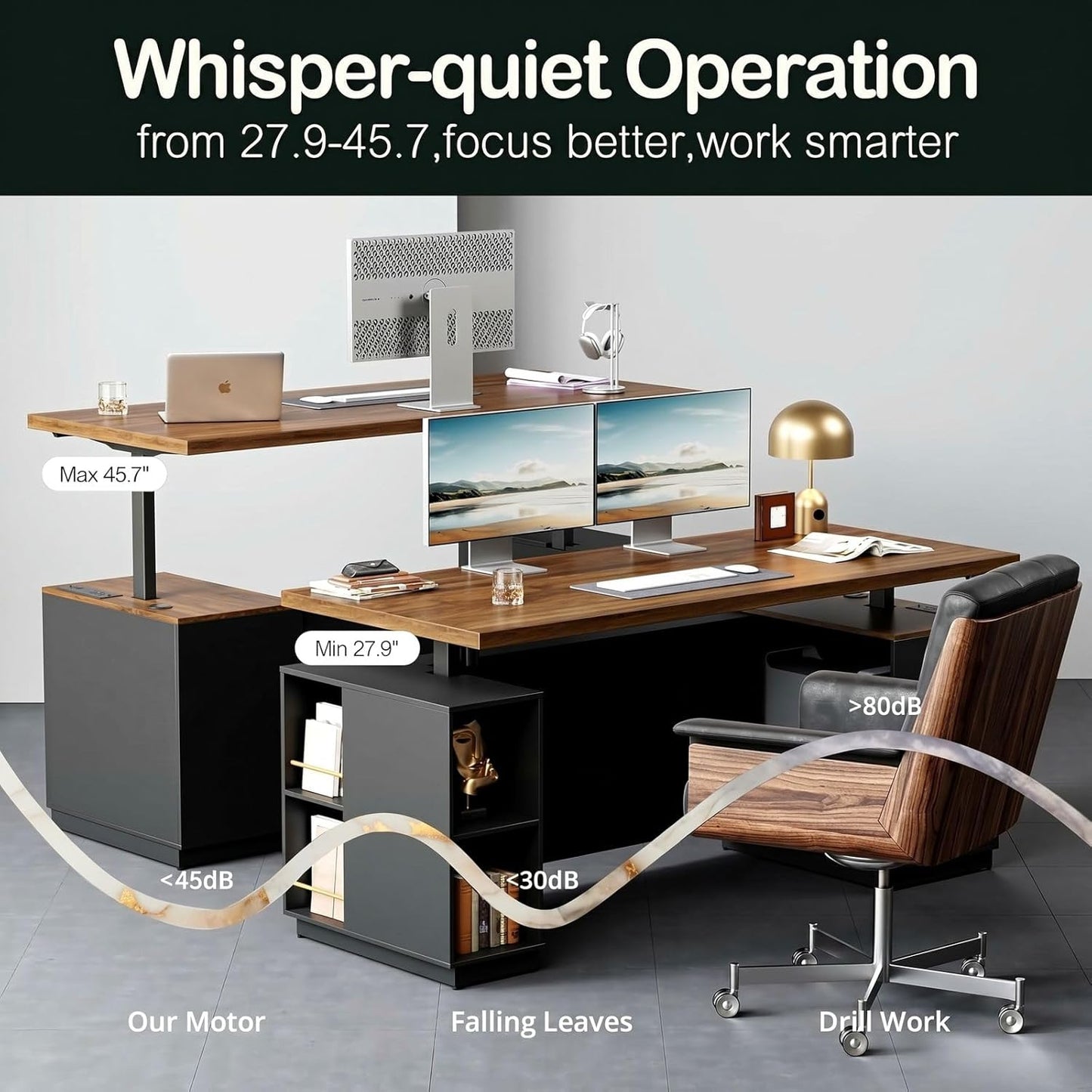 71" Executive Standing Desk One-Piece Desktop Black Walnut