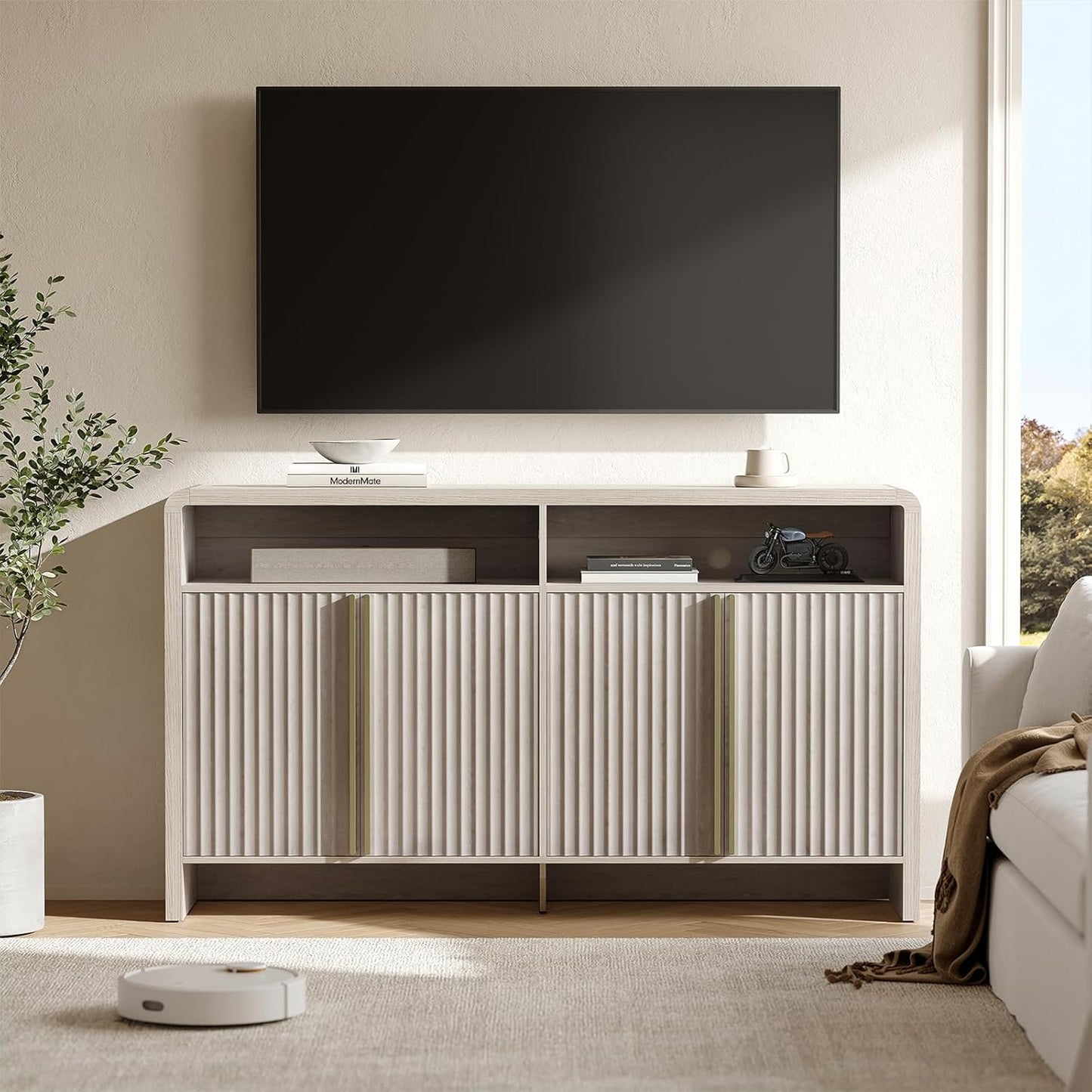Caly 59" Fluted Sideboard Buffet Cabinet with Storage