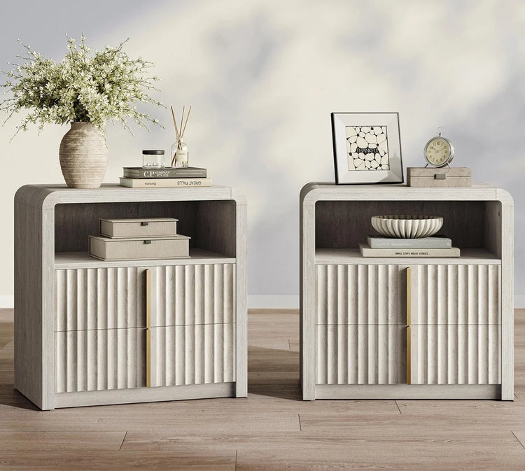 3 Piece Bedroom Set, 9 Drawer Dresser, and 2 Nightstands with Charging Stands
