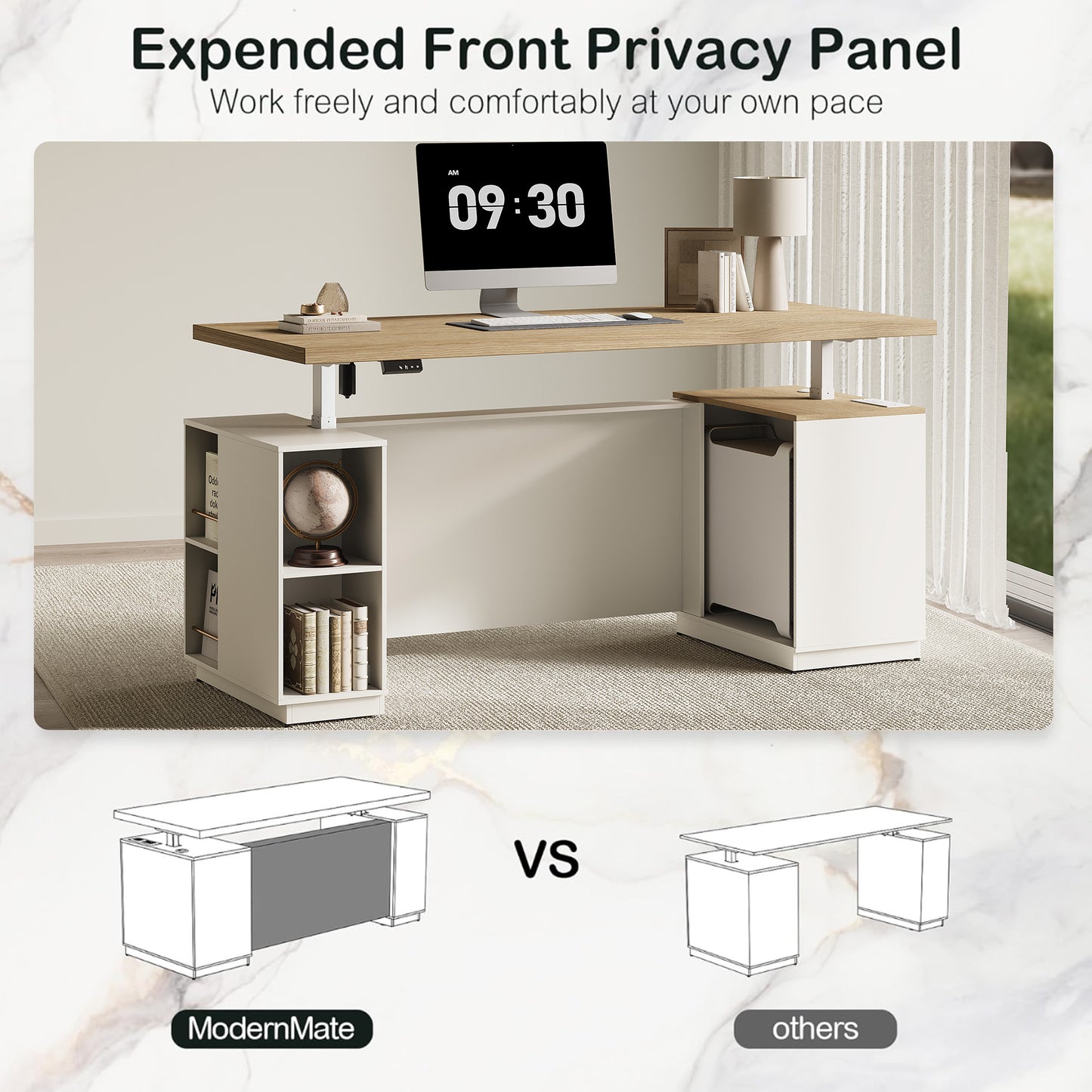 Soren 71" Height-Adjustable Natural Standing Desk