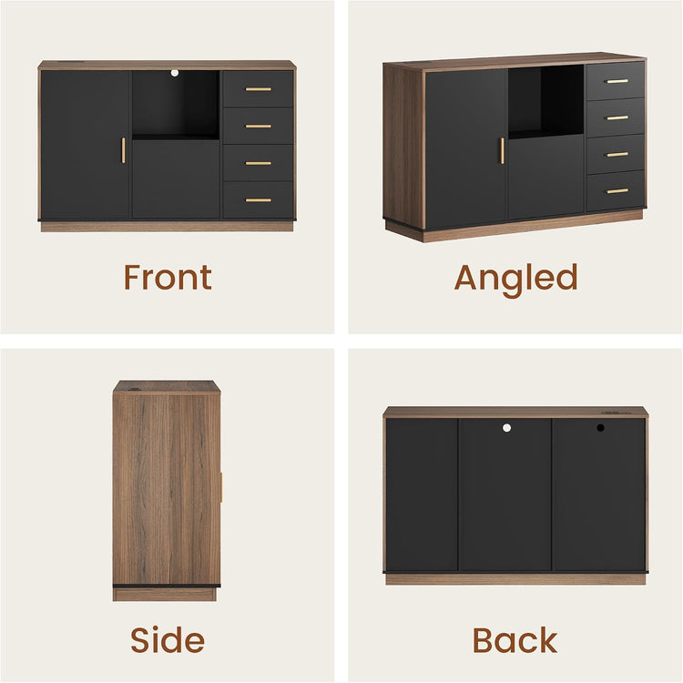 47.2" File Cabinet with 5 Drawer & Door, Charging Station