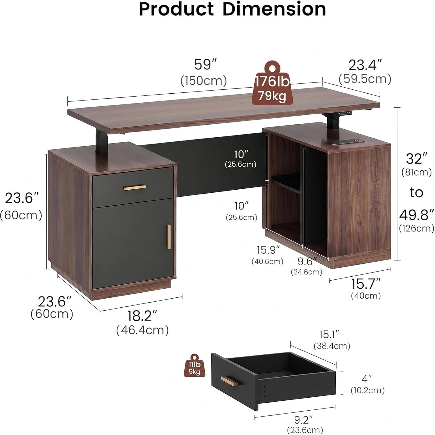 [Pre-Sale]  59" Executive Standing Desk with Drawer & CPU Storage
