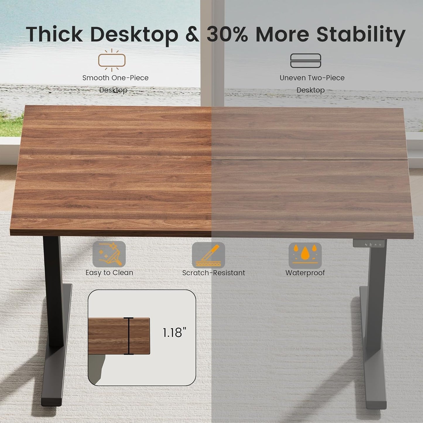 47" Electric Standing Desk with 60" Storage 3 Drawers File Cabinet