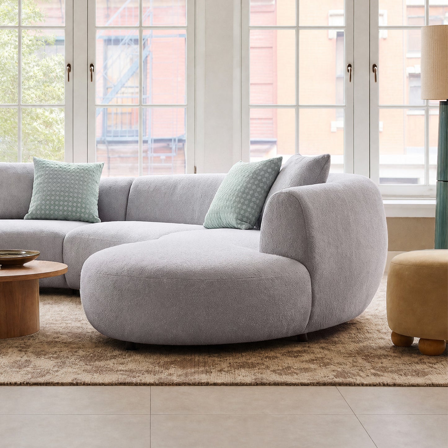 [Pre-Sale] Modern Organic Curved Boucle Sofa Large Modular Sectional Couch - Grey