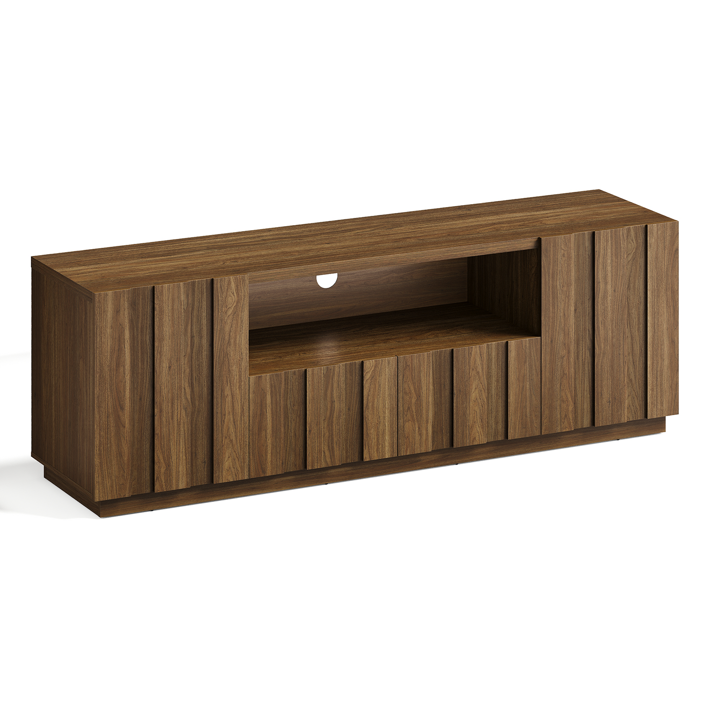 78.7-Inch Fluted TV Stand with Storage for 80-Inch TVs in Walnut