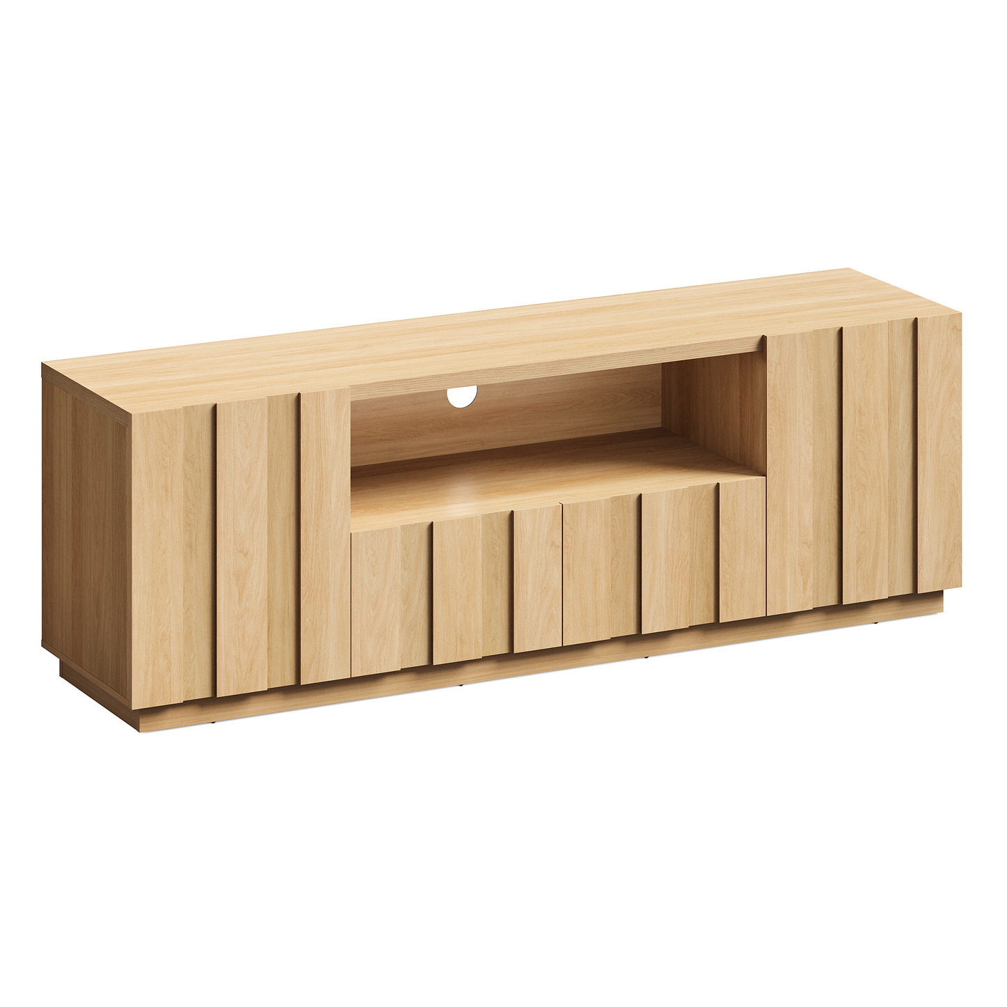 78.7-Inch Fluted TV Stand with Storage for 80-Inch TVs, Natural