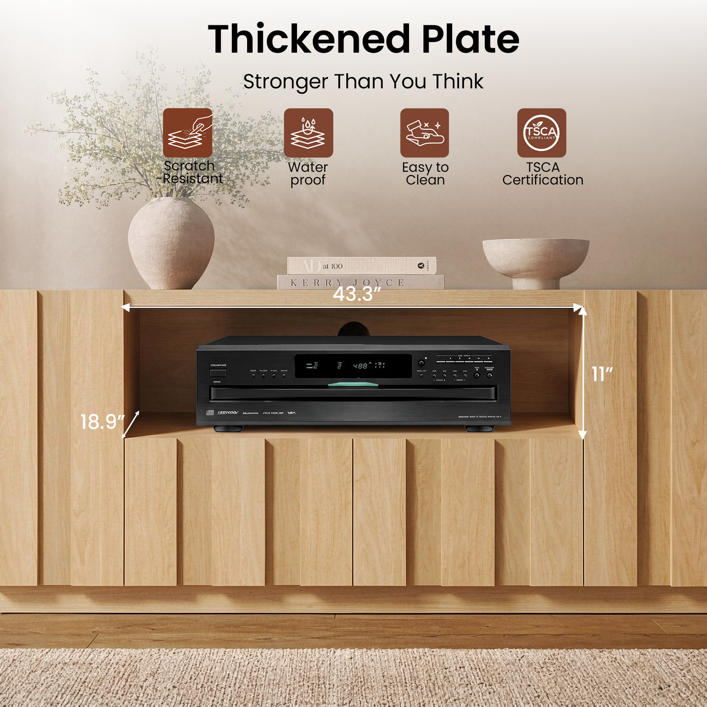 78.7-Inch Fluted TV Stand with Storage for 80-Inch TVs, Natural