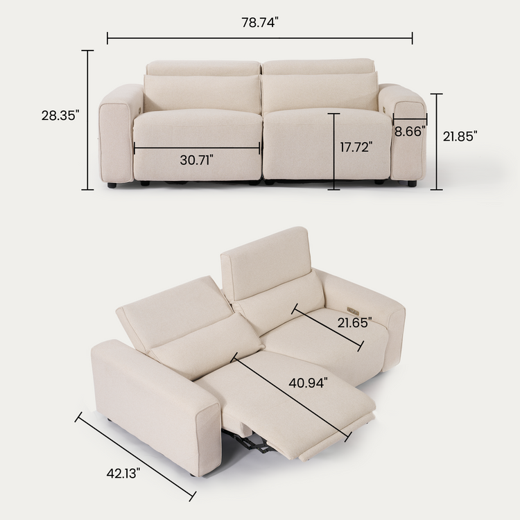 [Pre-Sale] 78.7" Power Reclining Sofa Loveseat with Free Modular Combination