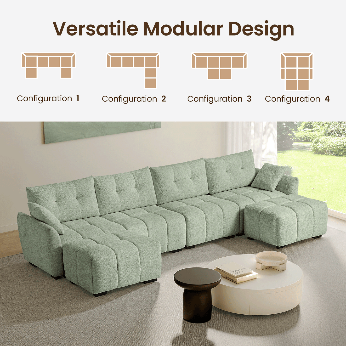 Ivy 4-Seat Clover Sectional Sofa