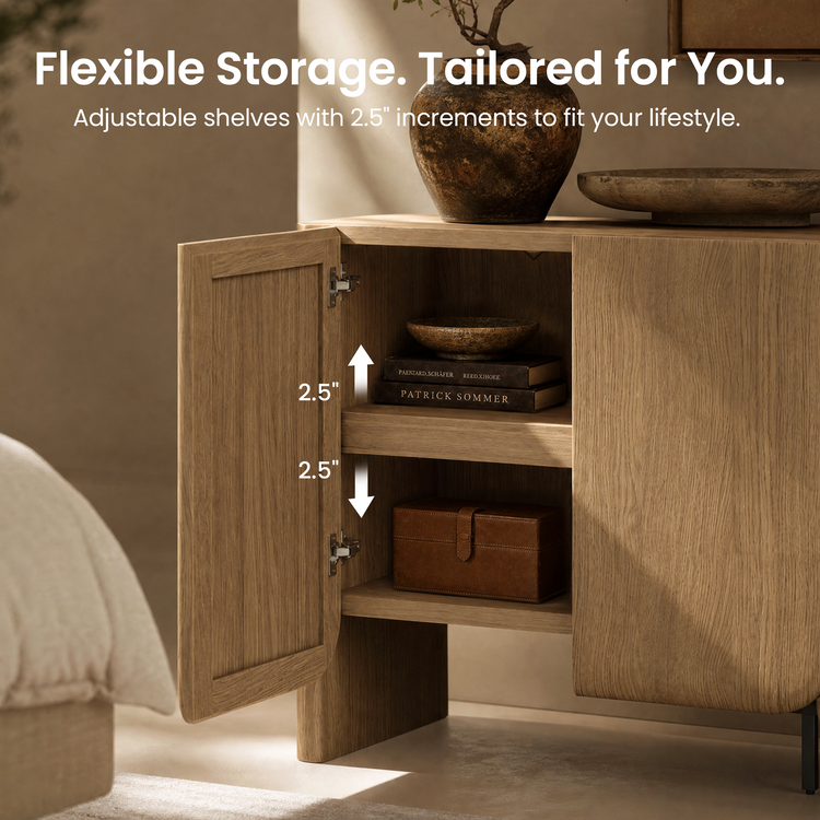 [Pre-Sale] 70 Inch Curved Edge Sideboard Accent Cabinet with 4 Storage Doors