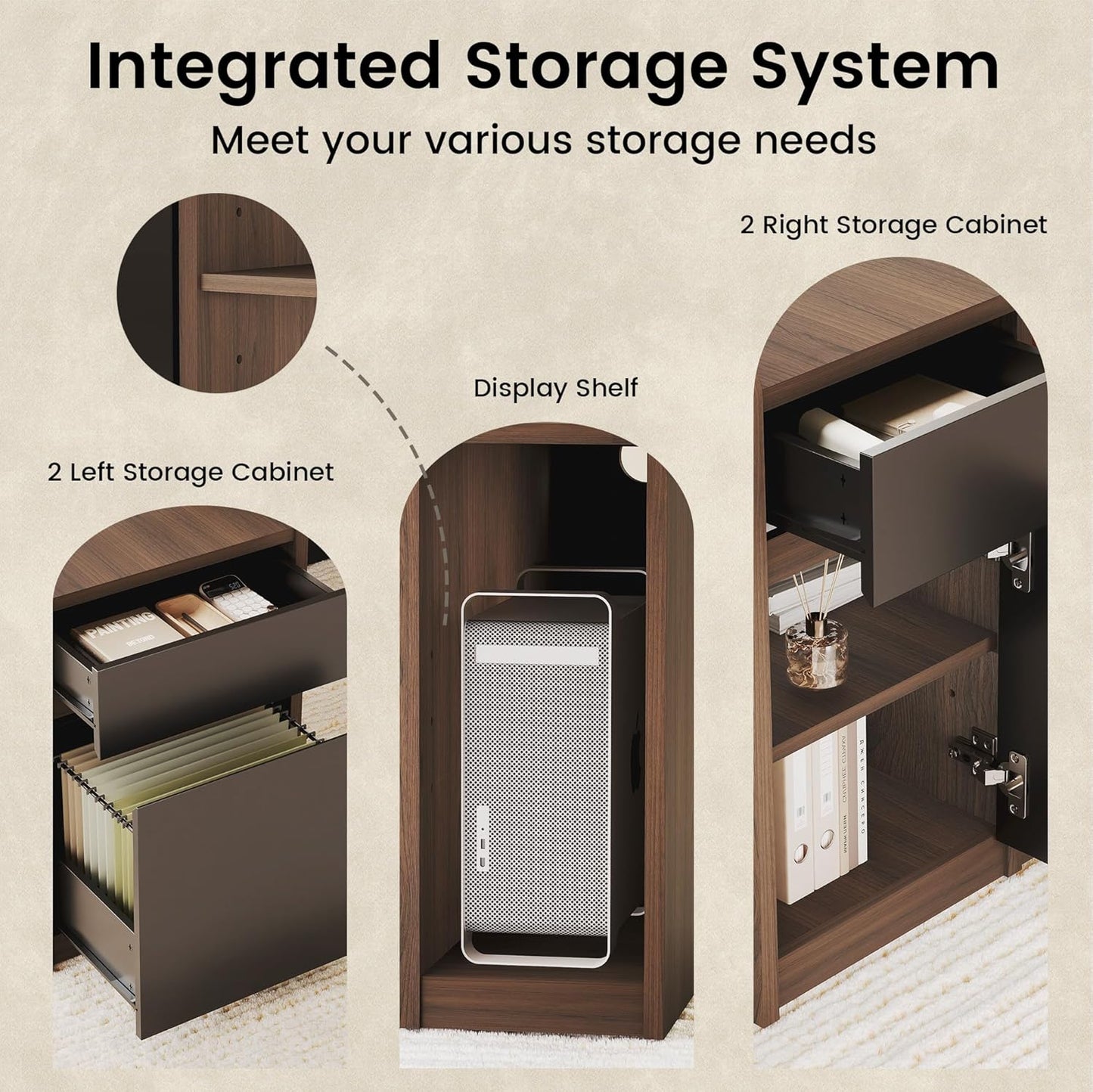 Soren 71" Black Walnut Executive Standing Desk & Bookcase Set