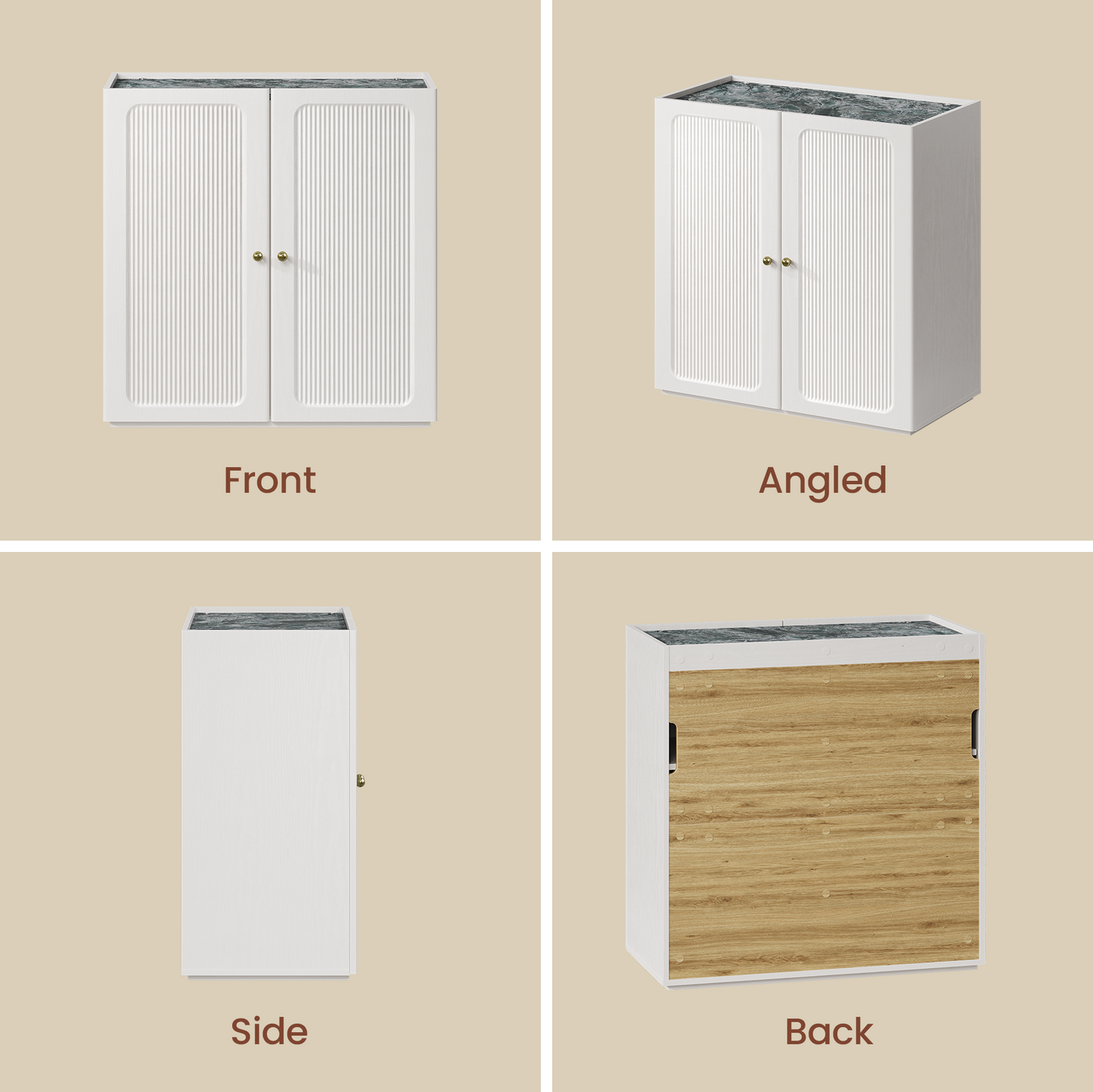 Flexmod 31.5" Modular Fluted Storage Cabinet with Soft-Close Doors