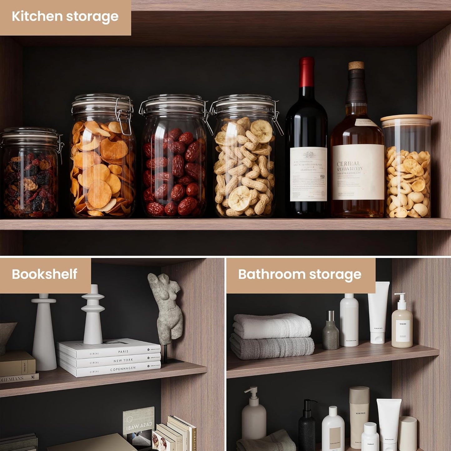 Whisper Series 70.8" Kitchen Pantry with 3 Drawers & Magnetic Closure
