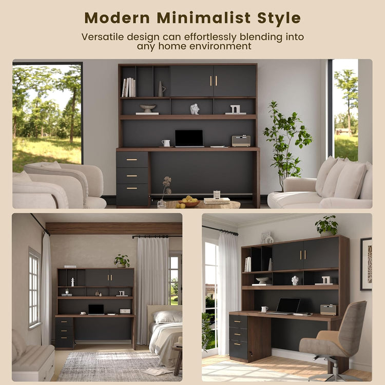 [Pre-Sale] Soren 72.8" with Hutch & Storage Executive Desk, Black Walnut