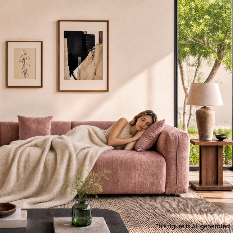 Pink Velvet 3-Seater Sofa | Modern Italian Modular Couch