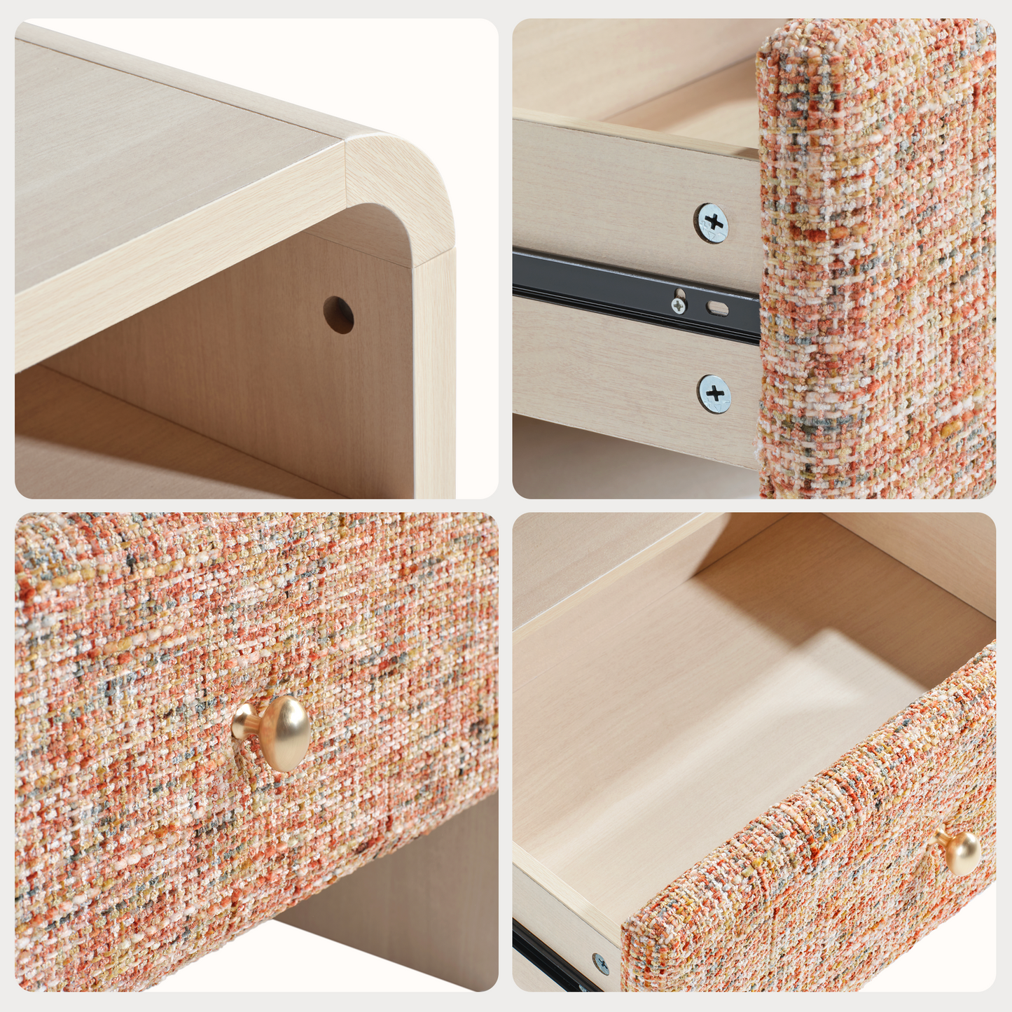 Dione Nightstand with Pebble Handle & Open Shelf - Canyon Dawn Red