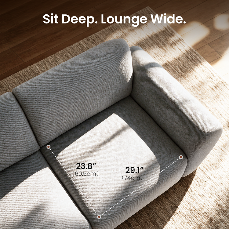 78" Modular Chenille Loveseat in Grey, Curved Safety Corners & Ergonomic Support - Cabble