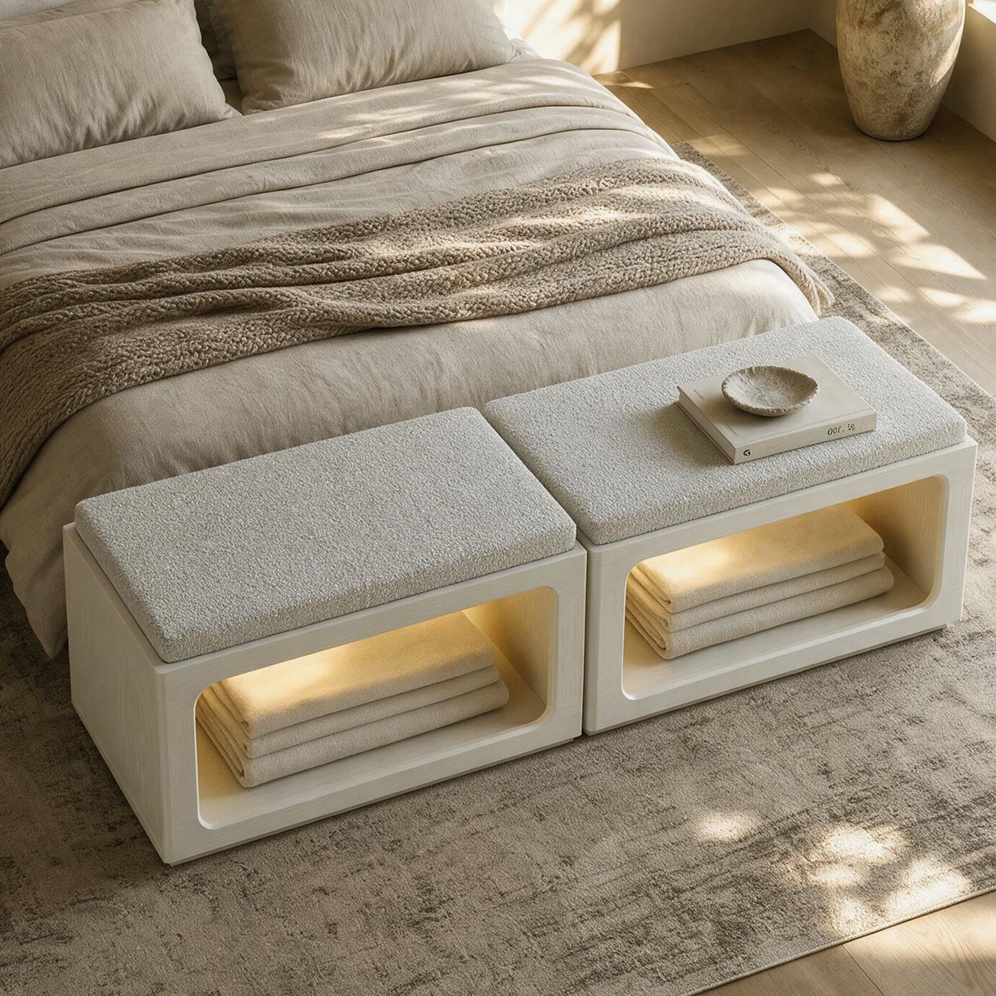 FlexMod 31.5" Modular Entryway Shoe Bench with 3-Color LED Light & Cushioned Seat