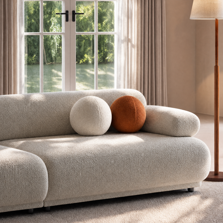 Sofá de 3 plazas de terciopelo beige | Sofá modular italiano moderno
