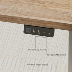 A desk controller shows 75 on its display beside memory icons and up-down arrow buttons
