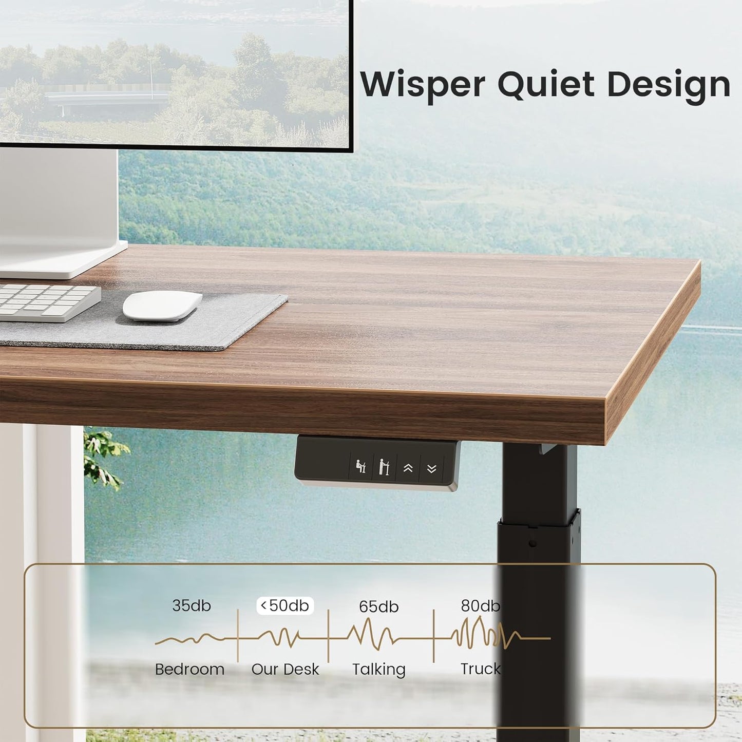 Soren 47" Electric Height-Adjustable Executive Desk, Black Walnut