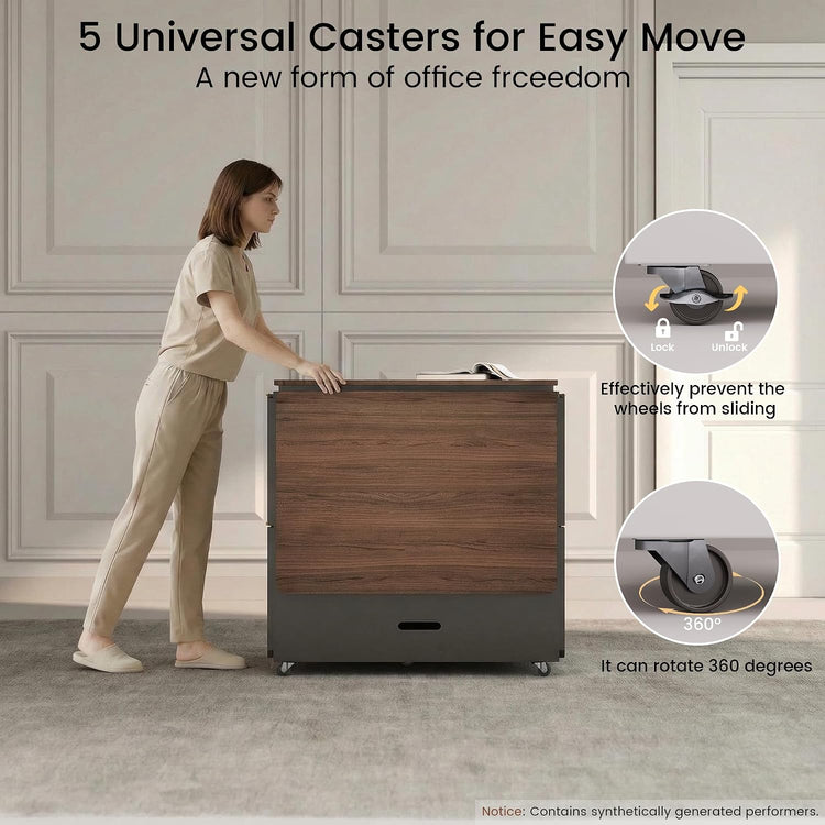 3-in-1 Folding Desk & File Cabinet with 4 Drawers, Power Outlet