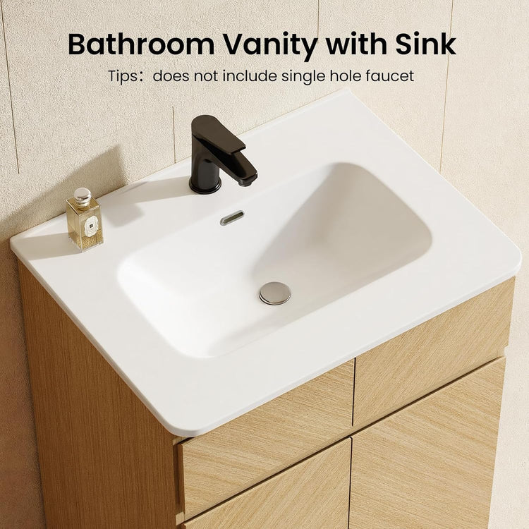 24" Bathroom Vanity with Sink, Freestanding Wood Bathroom Sink Cabinet