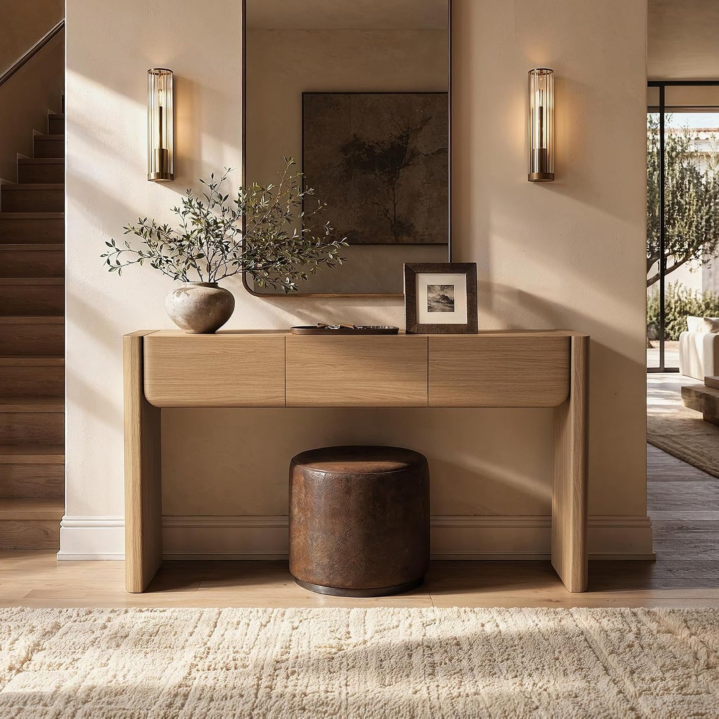 60'' Console Table with 3 Drawers, Modern Entryway Table