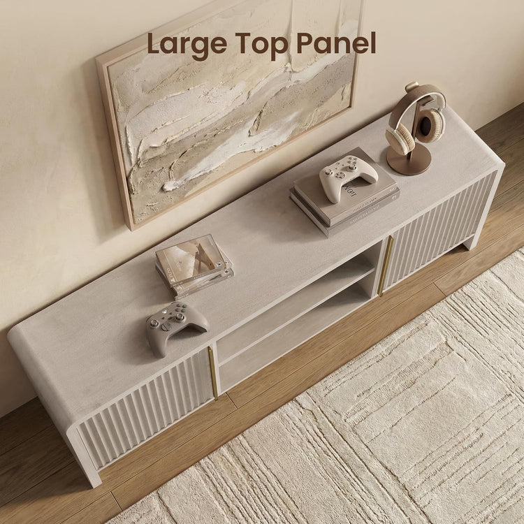 Caly 62" Fluted TV Stand Media Console with LED Light